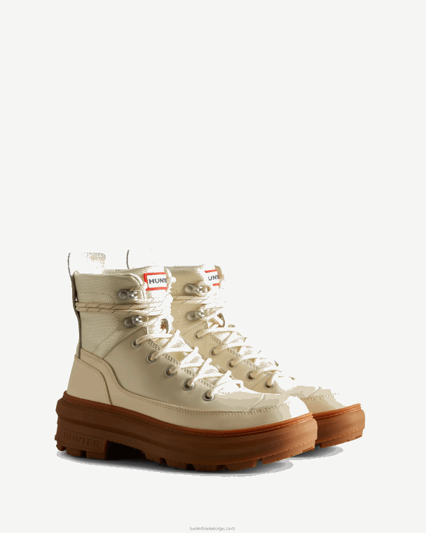 X226V254 rebelse ontdekkingsreiziger leren commandolaarzen vrouwen Hunter gearceerd wit/gom