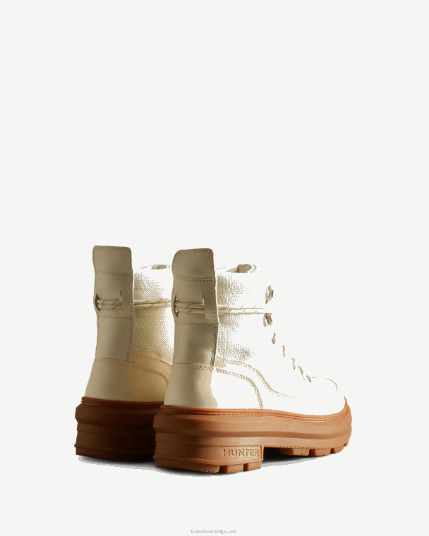 X226V254 rebelse ontdekkingsreiziger leren commandolaarzen vrouwen Hunter gearceerd wit/gom