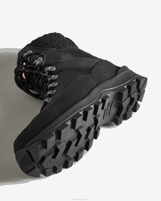 X226V297 geïsoleerde commandolaarzen van gerecycled polyester vrouwen Hunter zwart