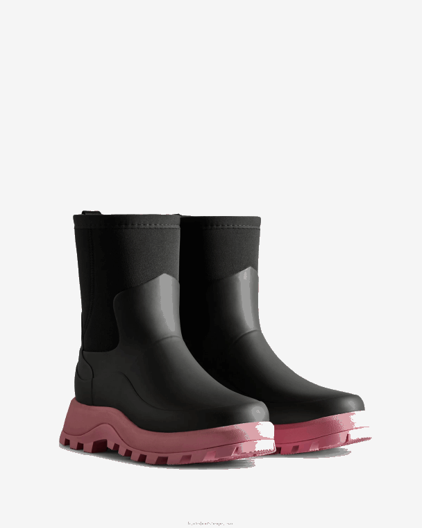 X226V49 city ​​explorer korte neopreen laarzen vrouwen Hunter zwart/roze bruisend