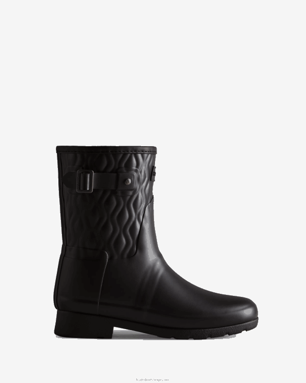 X226V127 verfijnde slim fit verticaal gewatteerde korte regenlaarzen vrouwen Hunter zwart