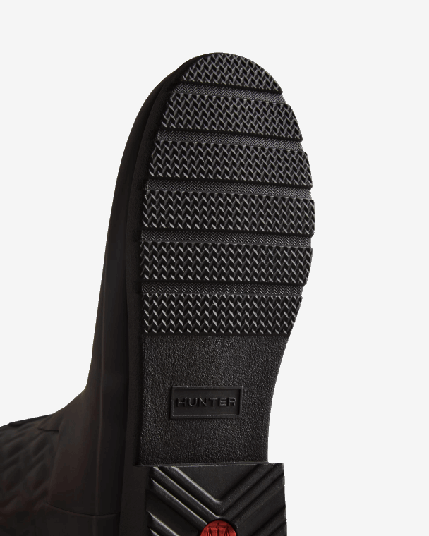X226V127 verfijnde slim fit verticaal gewatteerde korte regenlaarzen vrouwen Hunter zwart