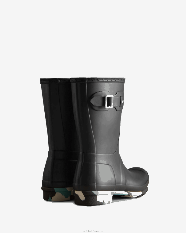 X226V131 kleur spatzool korte regenlaarzen vrouwen Hunter zwart/witte wilgen/birseye blauw