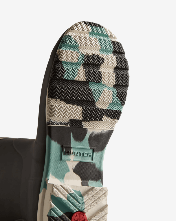 X226V131 kleur spatzool korte regenlaarzen vrouwen Hunter zwart/witte wilgen/birseye blauw