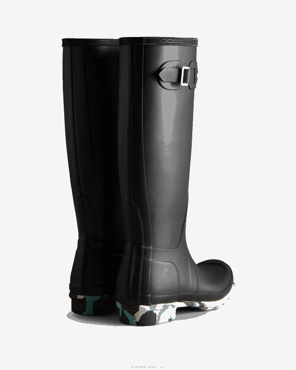 X226V134 hoge regenlaarzen met spatzool in kleur vrouwen Hunter zwart/witte wilgen/birseye blauw