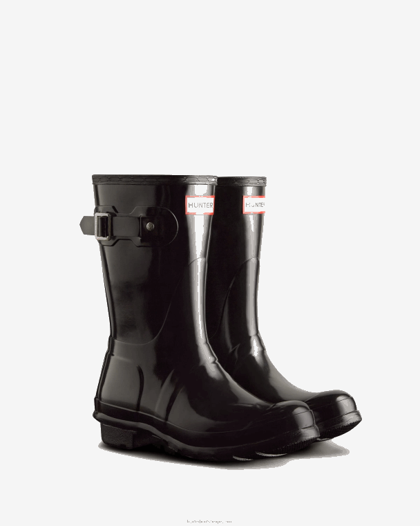 X226V15 originele korte glanzende regenlaarzen vrouwen Hunter zwart