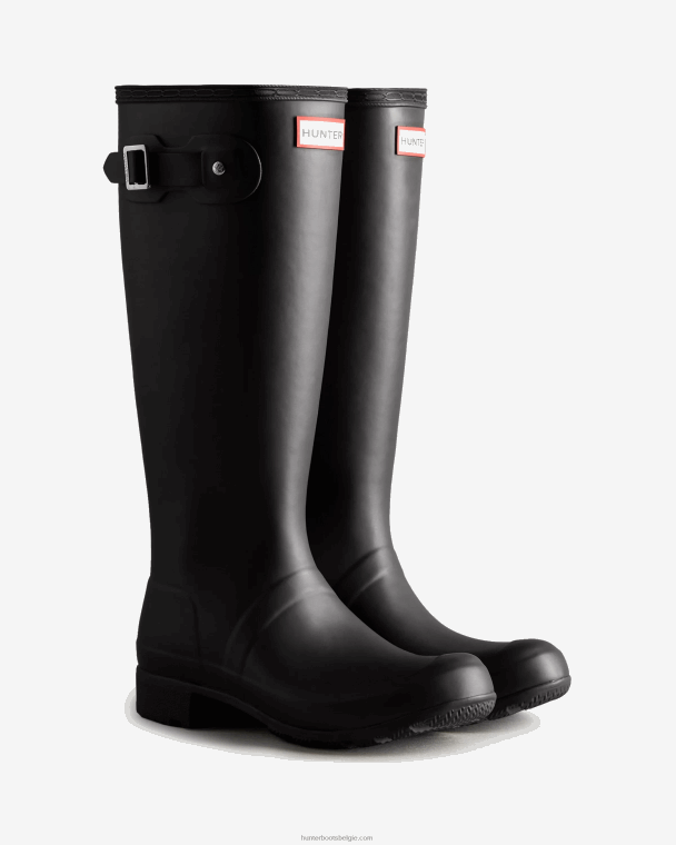 X226V167 tour opvouwbare hoge regenlaarzen vrouwen Hunter zwart