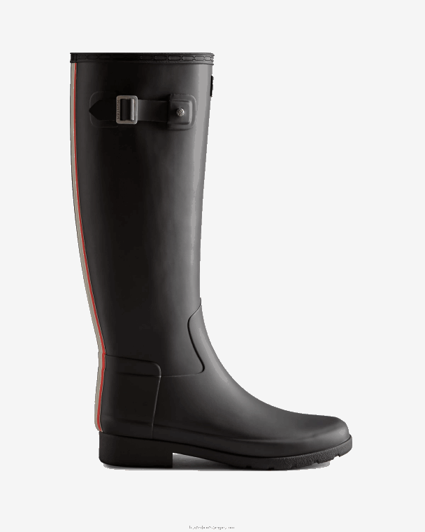 X226V170 verfijnde, driekleurige regenlaarzen met driekleurig logo op de rugband vrouwen Hunter zwart