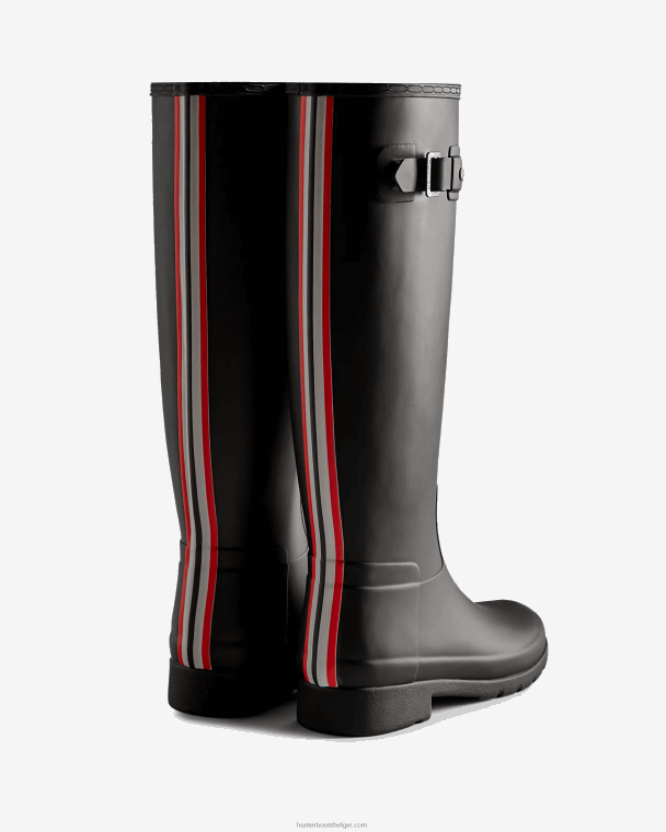 X226V170 verfijnde, driekleurige regenlaarzen met driekleurig logo op de rugband vrouwen Hunter zwart