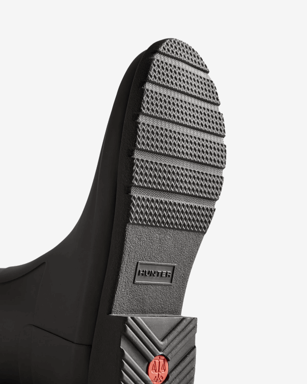 X226V170 verfijnde, driekleurige regenlaarzen met driekleurig logo op de rugband vrouwen Hunter zwart
