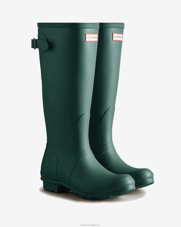 X226V189 verstelbare regenlaarzen met hoge rug vrouwen Hunter groene jaspis