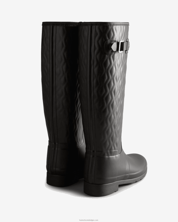 X226V197 verfijnde slim fit verticaal gewatteerde hoge regenlaarzen vrouwen Hunter zwart