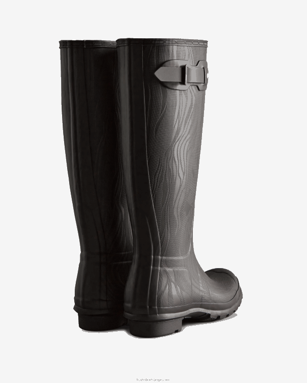 X226V198 erosietextuur hoge regenlaarzen vrouwen Hunter erosie textuur zwart