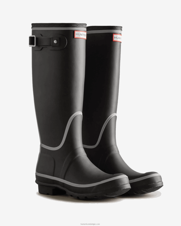 X226V203 reflecterende contour hoge regenlaarzen vrouwen Hunter zwart