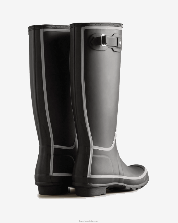 X226V203 reflecterende contour hoge regenlaarzen vrouwen Hunter zwart