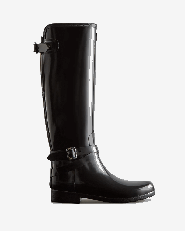X226V226 verfijnde slim fit verstelbare hoogglans regenlaarzen vrouwen Hunter zwart