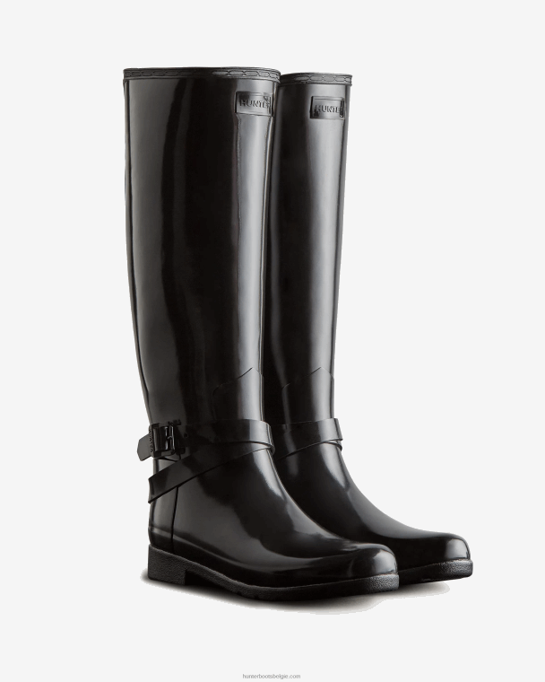 X226V226 verfijnde slim fit verstelbare hoogglans regenlaarzen vrouwen Hunter zwart