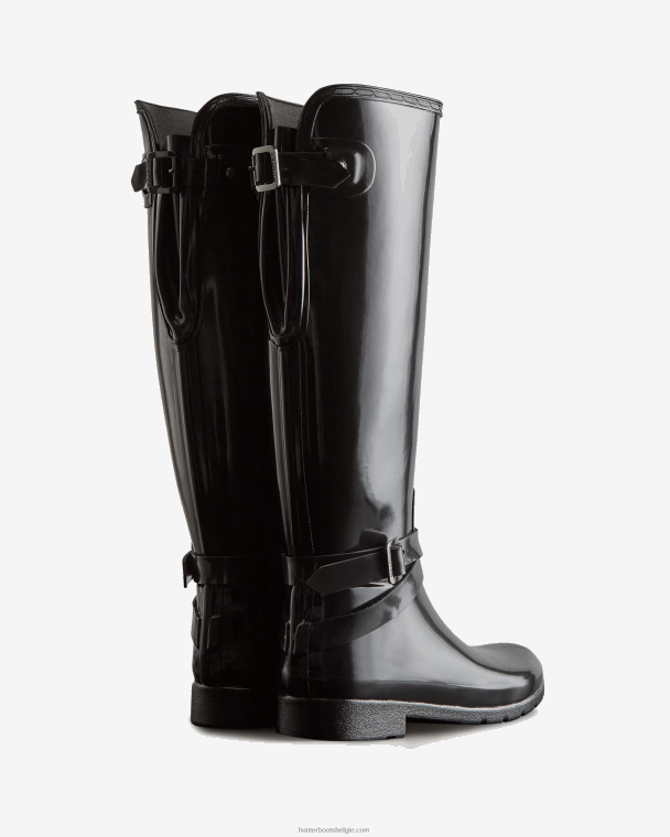X226V226 verfijnde slim fit verstelbare hoogglans regenlaarzen vrouwen Hunter zwart