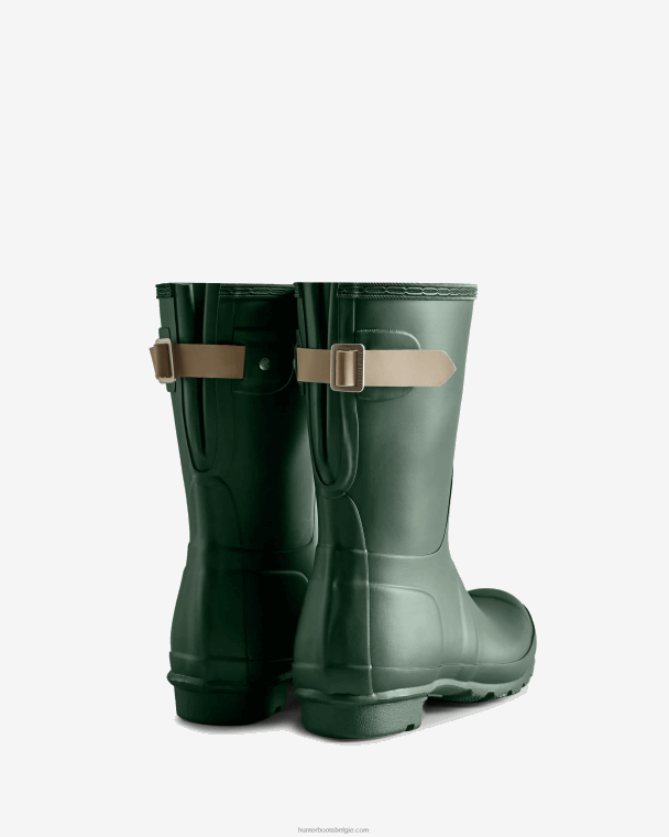 X226V25 verstelbare regenlaarzen met korte rug vrouwen Hunter struikgewas groen/afschuimende steen