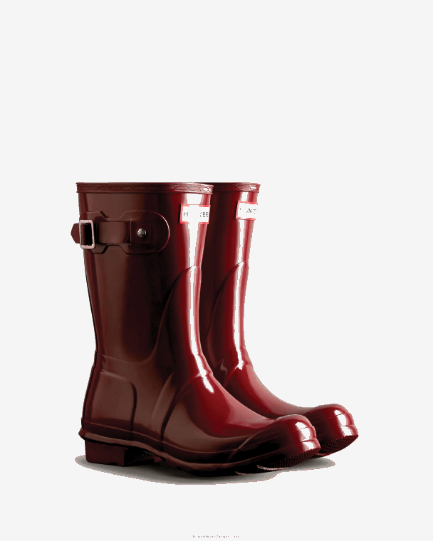 X226V305 originele korte glanzende regenlaarzen vrouwen Hunter rood vallen