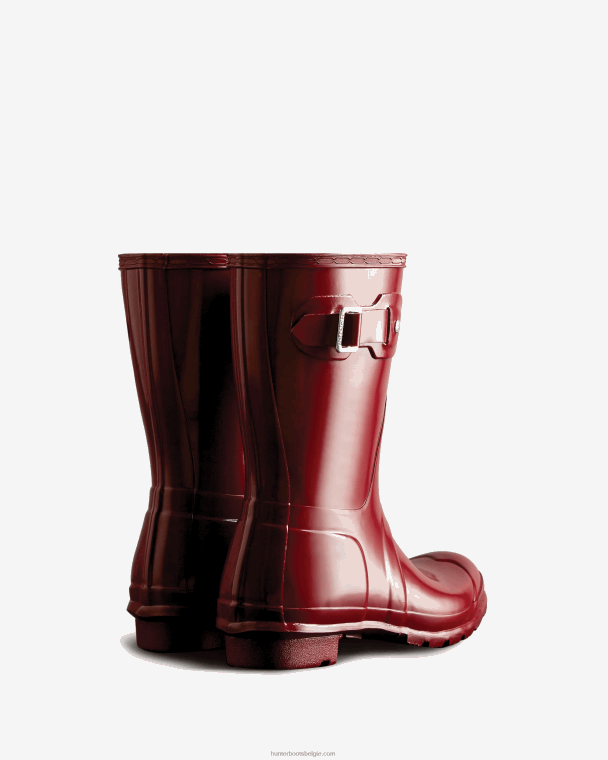 X226V305 originele korte glanzende regenlaarzen vrouwen Hunter rood vallen