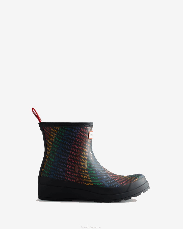 X226V315 play korte regenlaarzen met regenbooglogoprint vrouwen Hunter logo regenboog xray marine