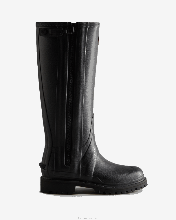 X226V317 balmoral commando rubberen hoge regenlaarzen met ritssluiting vrouwen Hunter zwart