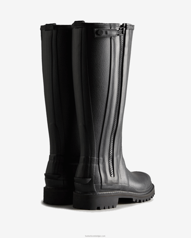 X226V317 balmoral commando rubberen hoge regenlaarzen met ritssluiting vrouwen Hunter zwart