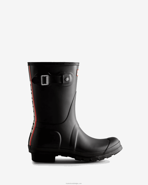 X226V50 driekleurige korte regenlaarzen met logo op de rug vrouwen Hunter zwart
