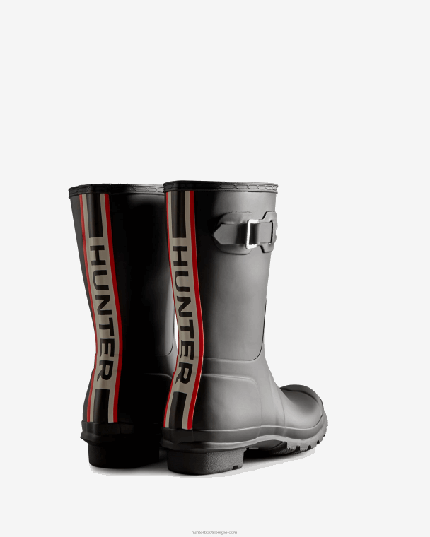 X226V50 driekleurige korte regenlaarzen met logo op de rug vrouwen Hunter zwart