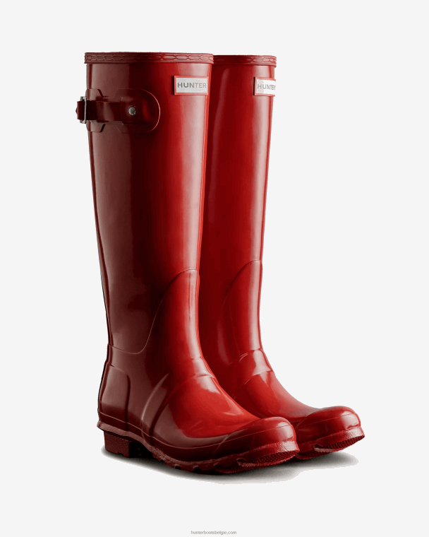 X226V56 originele hoogglans regenlaarzen vrouwen Hunter militair rood