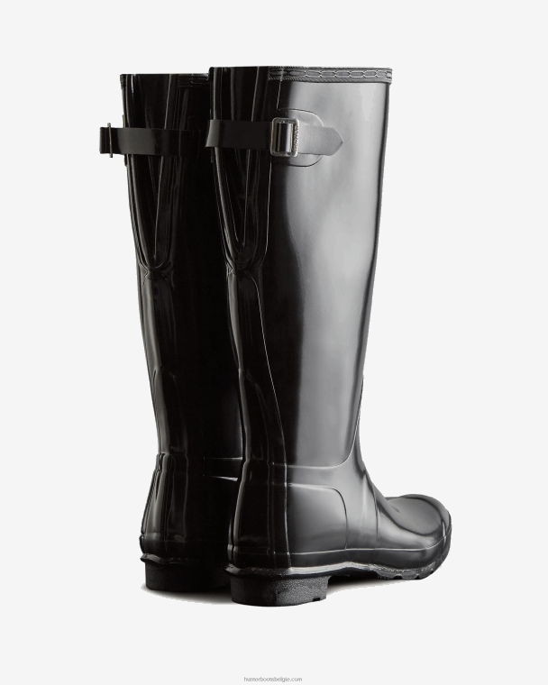X226V62 hoogglans regenlaarzen met verstelbare rugleuning en hoge rugleuning vrouwen Hunter zwart