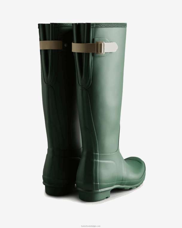 X226V65 verstelbare regenlaarzen met hoge rug vrouwen Hunter struikgewas groen/afschuimende steen