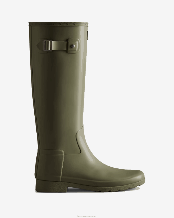 X226V66 verfijnde hoge regenlaarzen met slanke pasvorm vrouwen Hunter korstmos groen