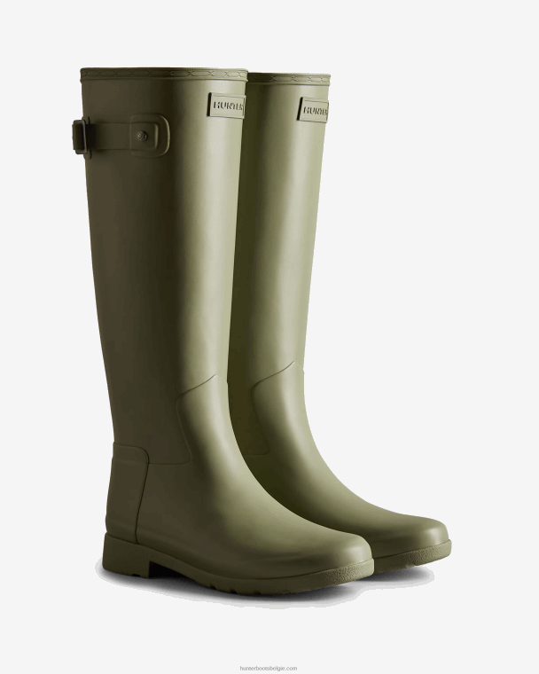 X226V66 verfijnde hoge regenlaarzen met slanke pasvorm vrouwen Hunter korstmos groen