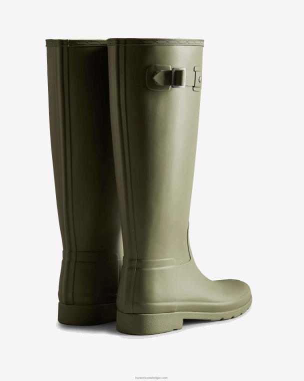 X226V66 verfijnde hoge regenlaarzen met slanke pasvorm vrouwen Hunter korstmos groen