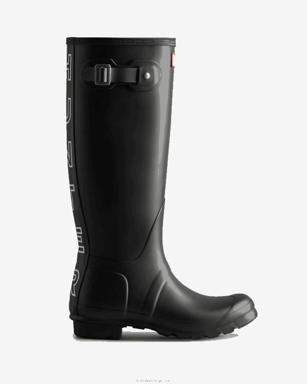 X226V70 hoge regenlaarzen met rugband vrouwen Hunter zwart wit
