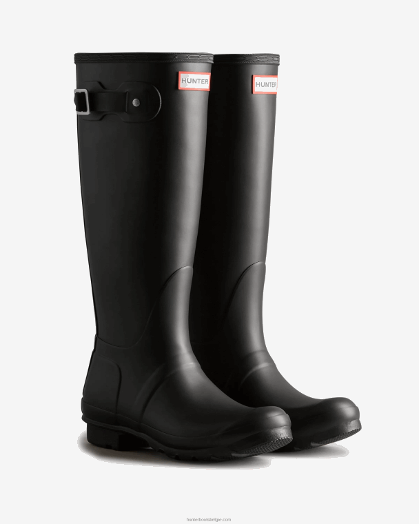X226V70 hoge regenlaarzen met rugband vrouwen Hunter zwart wit