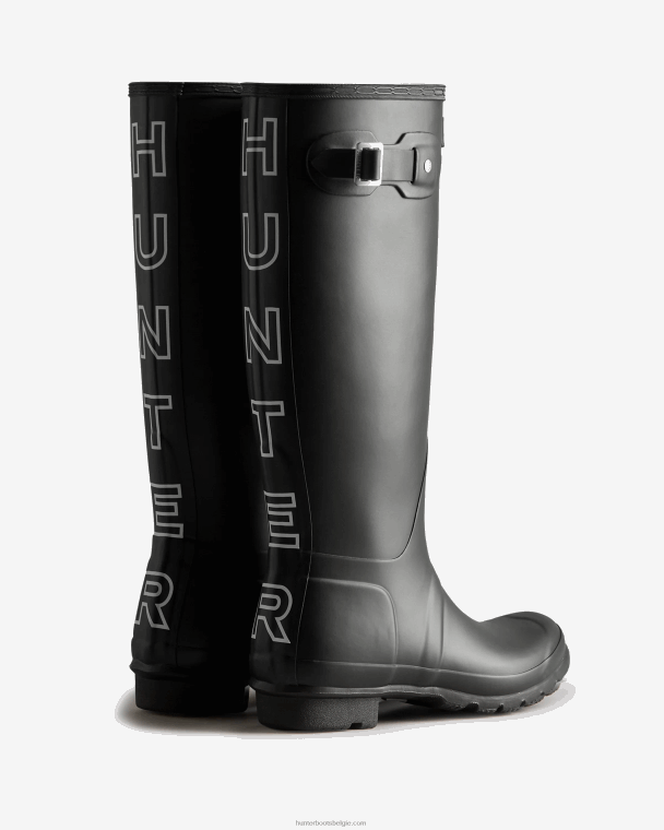 X226V70 hoge regenlaarzen met rugband vrouwen Hunter zwart wit