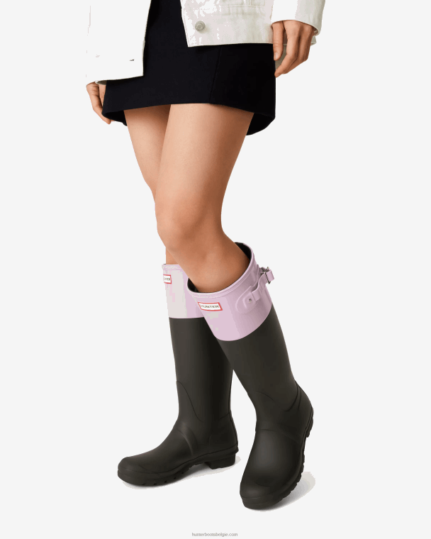 X226V71 hoge regenlaarzen met kleurvlakken vrouwen Hunter zwart/getemperd mauve