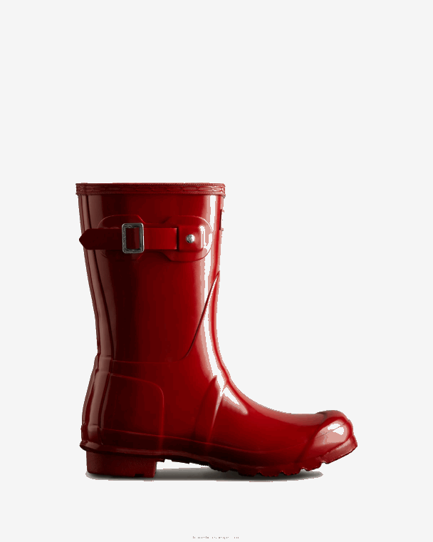X226V74 originele korte glanzende regenlaarzen vrouwen Hunter militair rood
