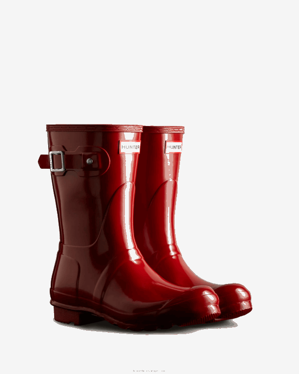 X226V74 originele korte glanzende regenlaarzen vrouwen Hunter militair rood