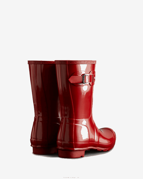 X226V74 originele korte glanzende regenlaarzen vrouwen Hunter militair rood