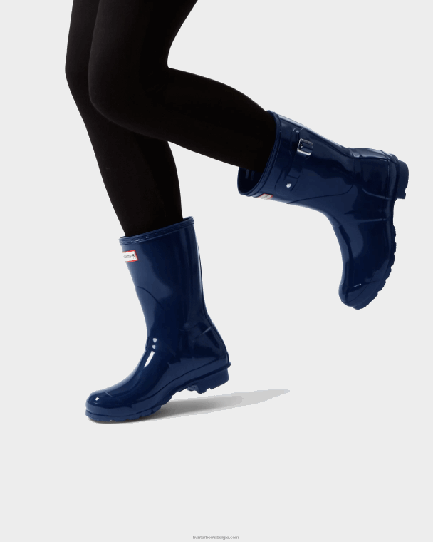 X226V75 originele korte glanzende regenlaarzen vrouwen Hunter marine