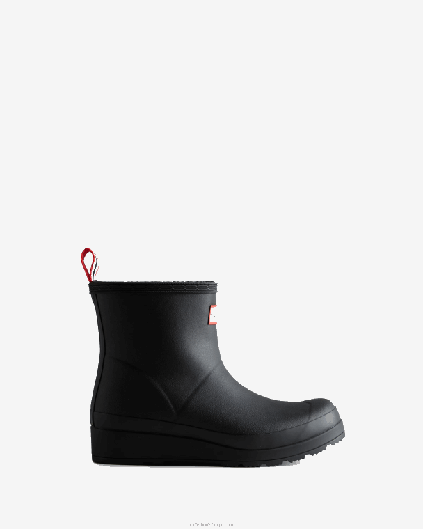 X226V89 play vegan shearling geïsoleerde korte regenlaarzen vrouwen Hunter zwart