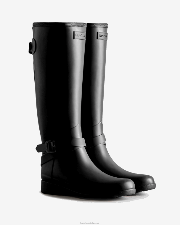 X226V94 verfijnde slim fit verstelbare hoge regenlaarzen vrouwen Hunter zwart