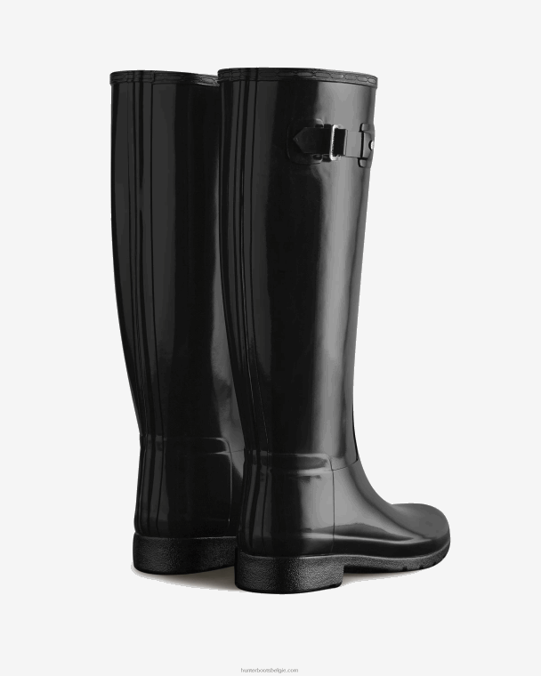 X226V97 verfijnde hoogglans regenlaarzen met slanke pasvorm vrouwen Hunter zwart