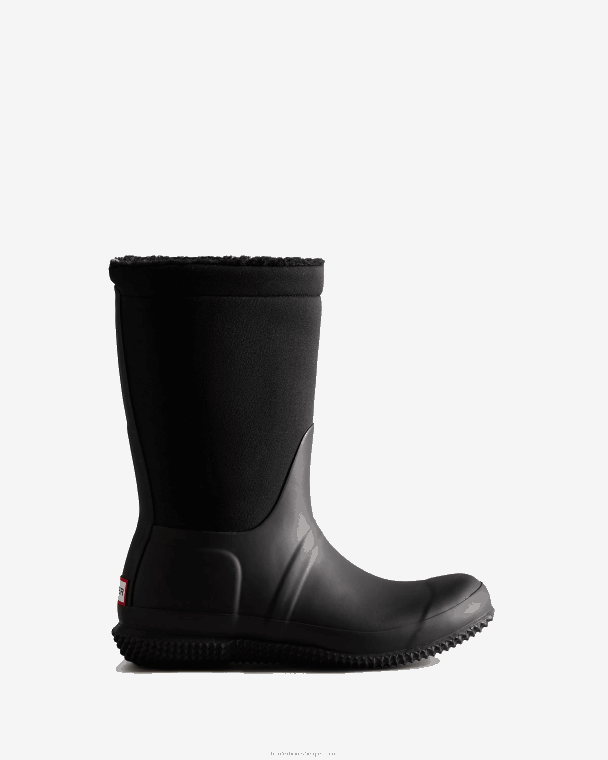 X226V274 geïsoleerde veganistische schapenvachtlaarzen met roltop vrouwen Hunter zwart