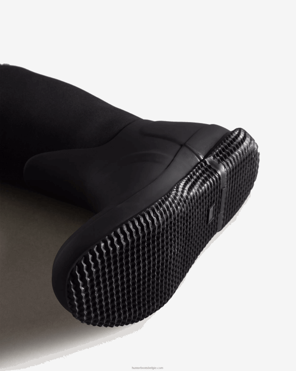 X226V274 geïsoleerde veganistische schapenvachtlaarzen met roltop vrouwen Hunter zwart