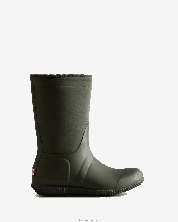 X226V275 geïsoleerde veganistische schapenvachtlaarzen met roltop vrouwen Hunter donkere olijf